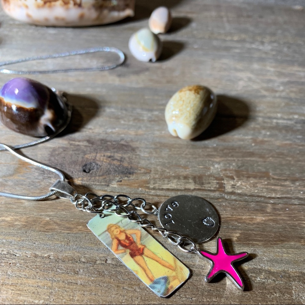 Vintage Beach Ephemera Pendant Necklace